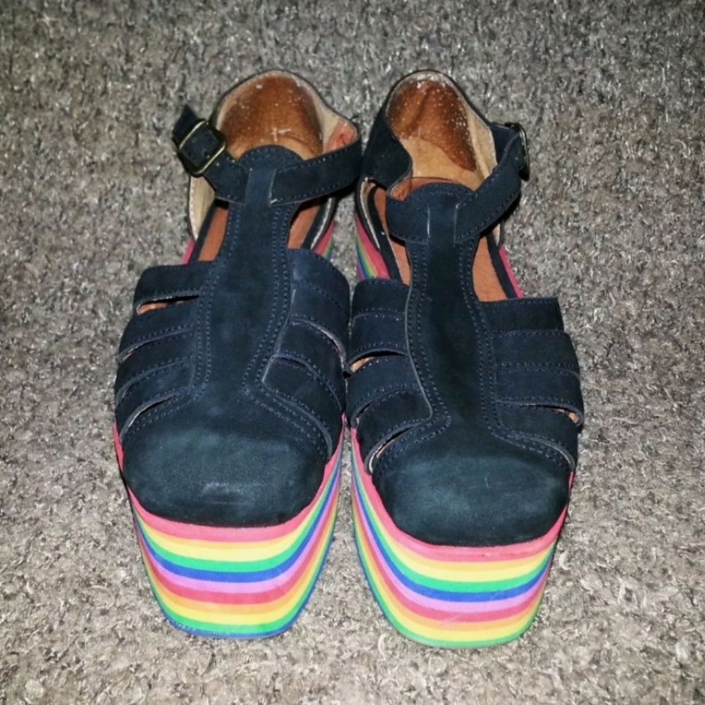 Jeffrey Campbell  rainbow platform SANDALS - Picture 7 of 8